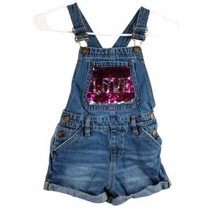 ChilliPop Girls Denim‎ Overalls Shorts LOVE Sequin Pocket Size 6X